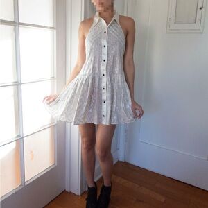 Silver Metallic Tuxedo Mini Dress